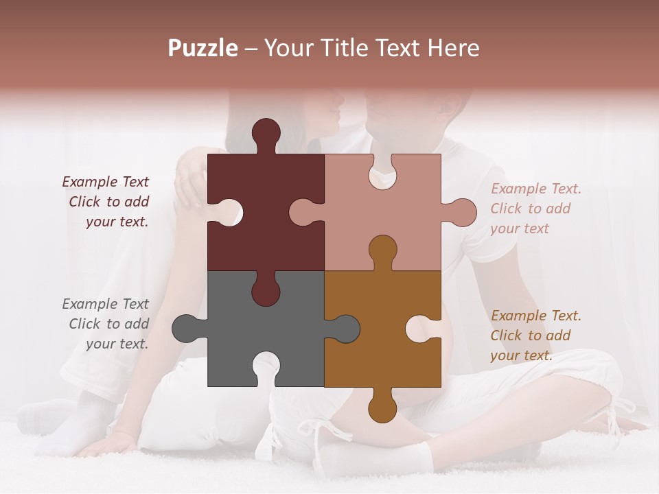 A Pregnant Couple Sitting On A Bed Together PowerPoint Template