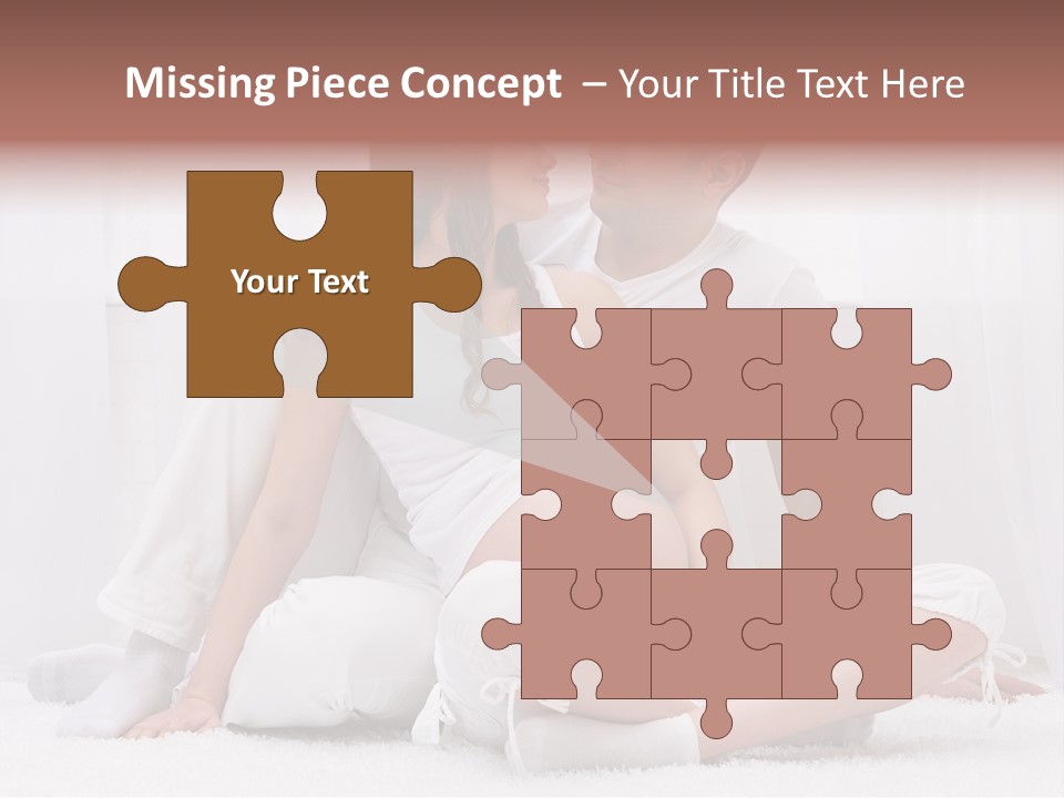 A Pregnant Couple Sitting On A Bed Together PowerPoint Template