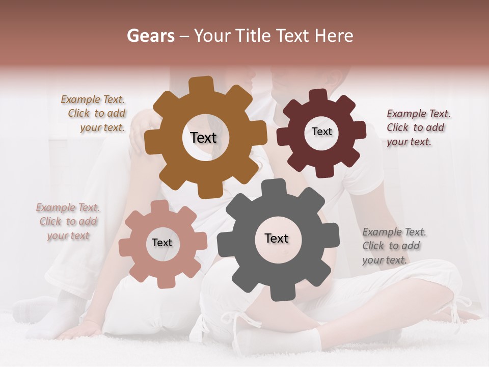 A Pregnant Couple Sitting On A Bed Together PowerPoint Template