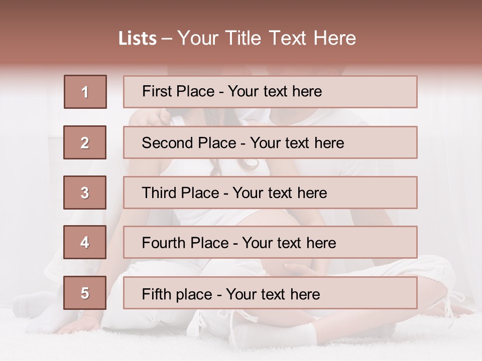 A Pregnant Couple Sitting On A Bed Together PowerPoint Template