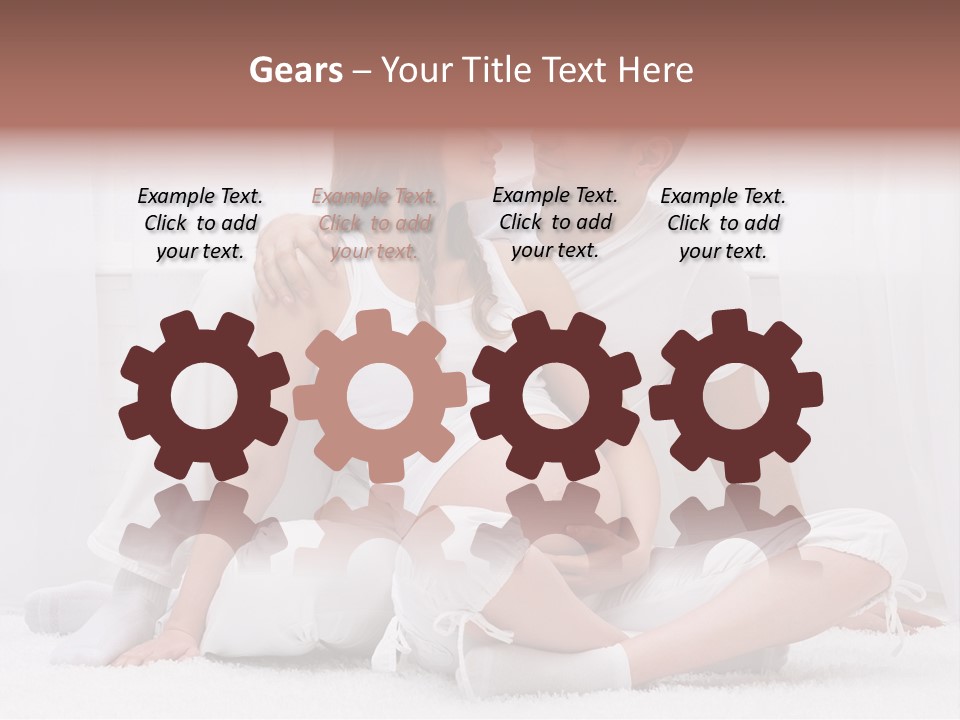 A Pregnant Couple Sitting On A Bed Together PowerPoint Template