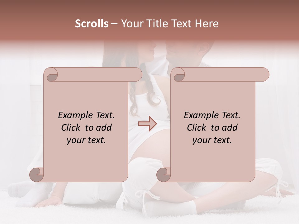 A Pregnant Couple Sitting On A Bed Together PowerPoint Template