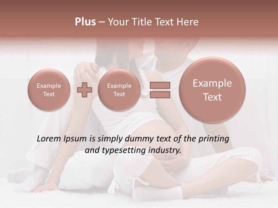 A Pregnant Couple Sitting On A Bed Together PowerPoint Template