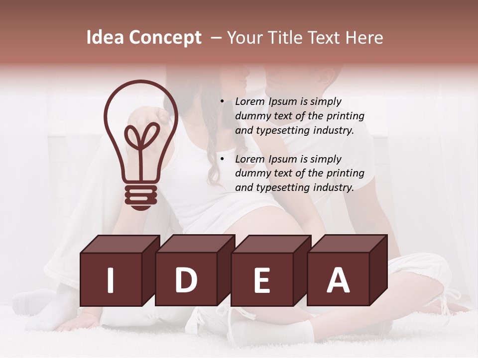 A Pregnant Couple Sitting On A Bed Together PowerPoint Template