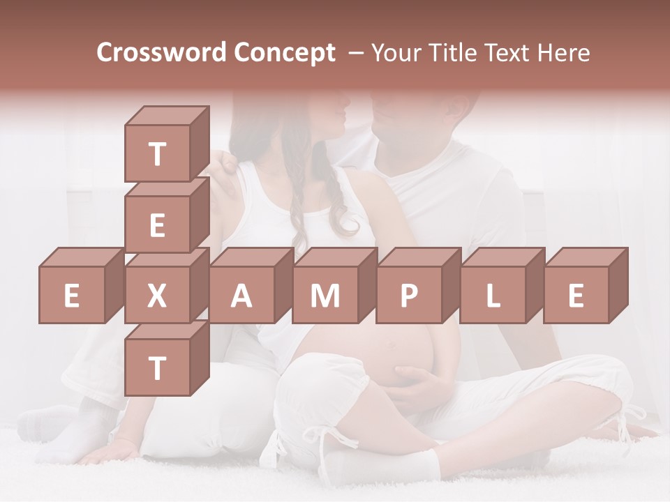 A Pregnant Couple Sitting On A Bed Together PowerPoint Template