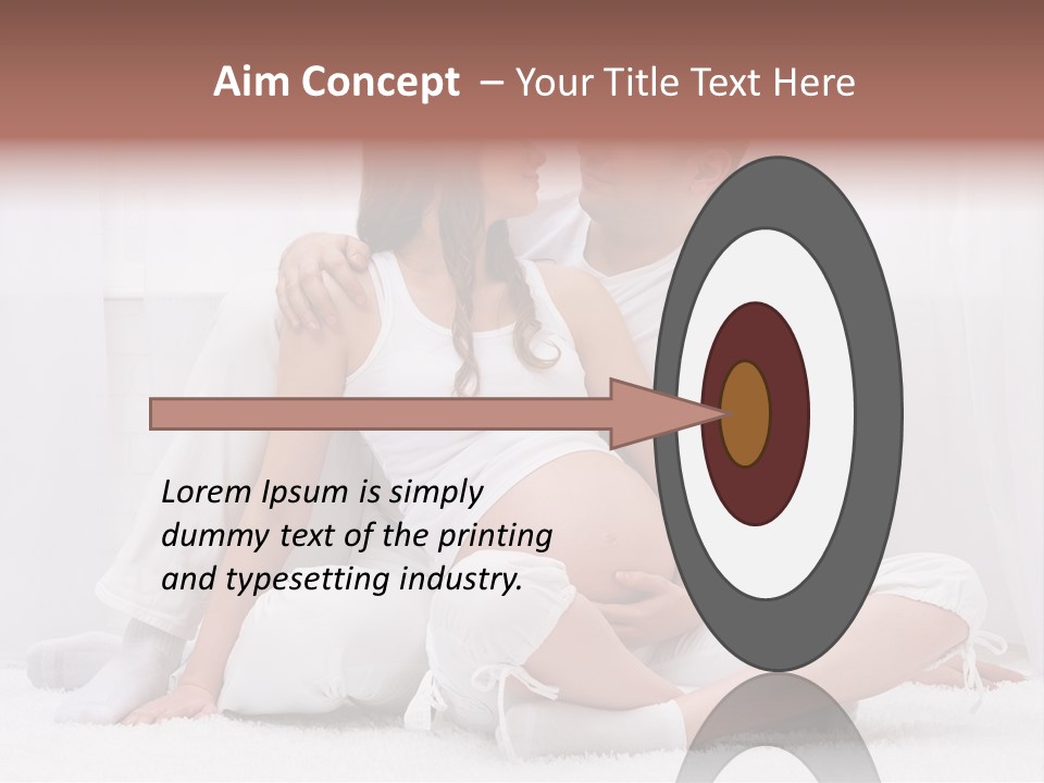 A Pregnant Couple Sitting On A Bed Together PowerPoint Template