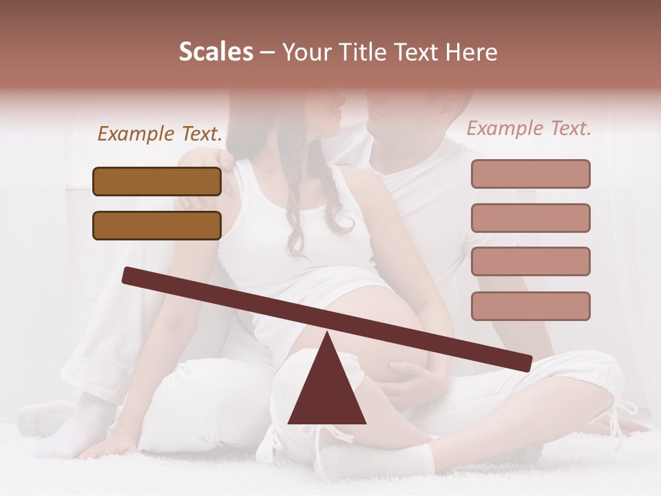 A Pregnant Couple Sitting On A Bed Together PowerPoint Template