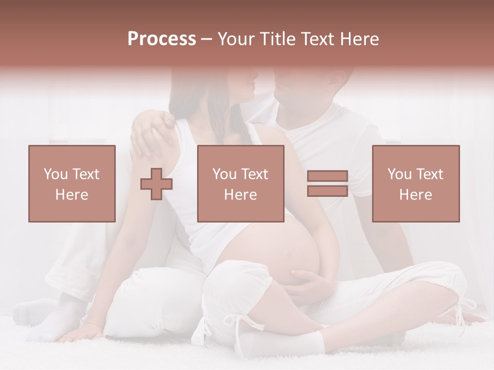 A Pregnant Couple Sitting On A Bed Together PowerPoint Template