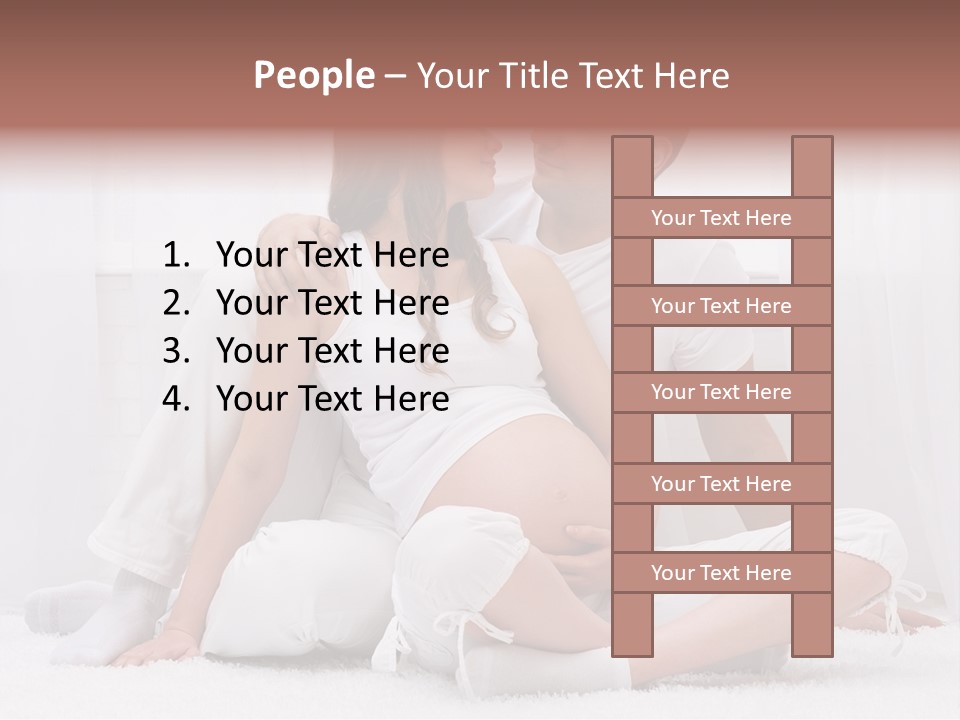 A Pregnant Couple Sitting On A Bed Together PowerPoint Template