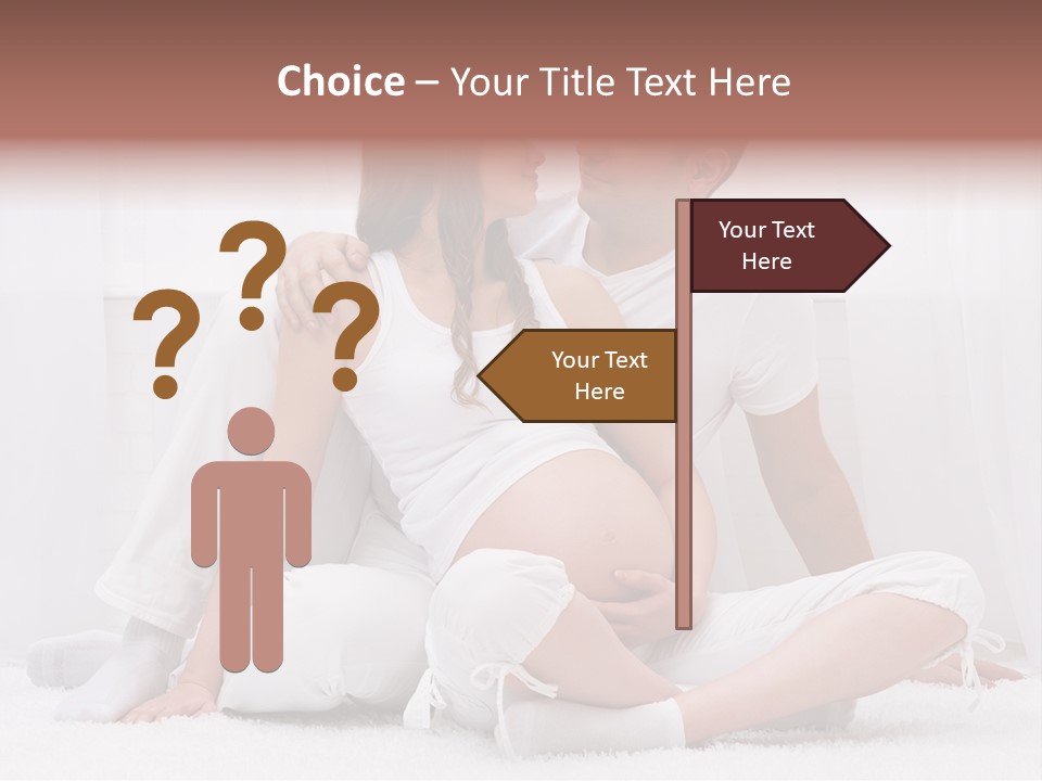 A Pregnant Couple Sitting On A Bed Together PowerPoint Template