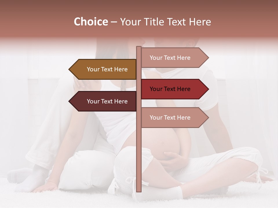 A Pregnant Couple Sitting On A Bed Together PowerPoint Template