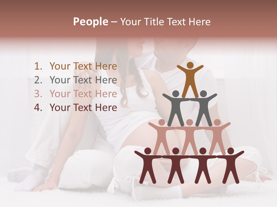 A Pregnant Couple Sitting On A Bed Together PowerPoint Template