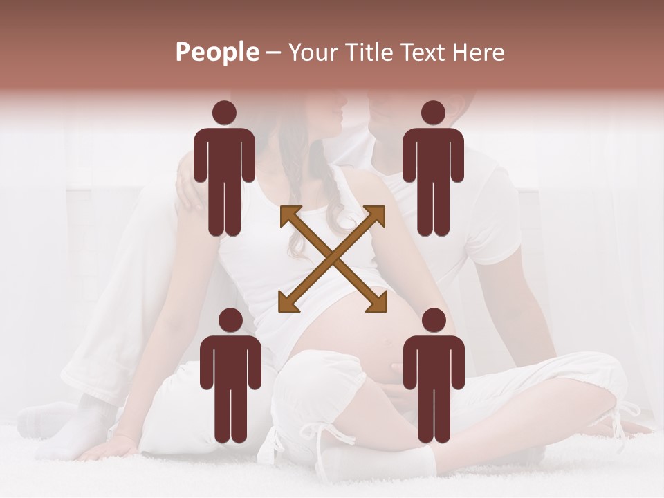 A Pregnant Couple Sitting On A Bed Together PowerPoint Template