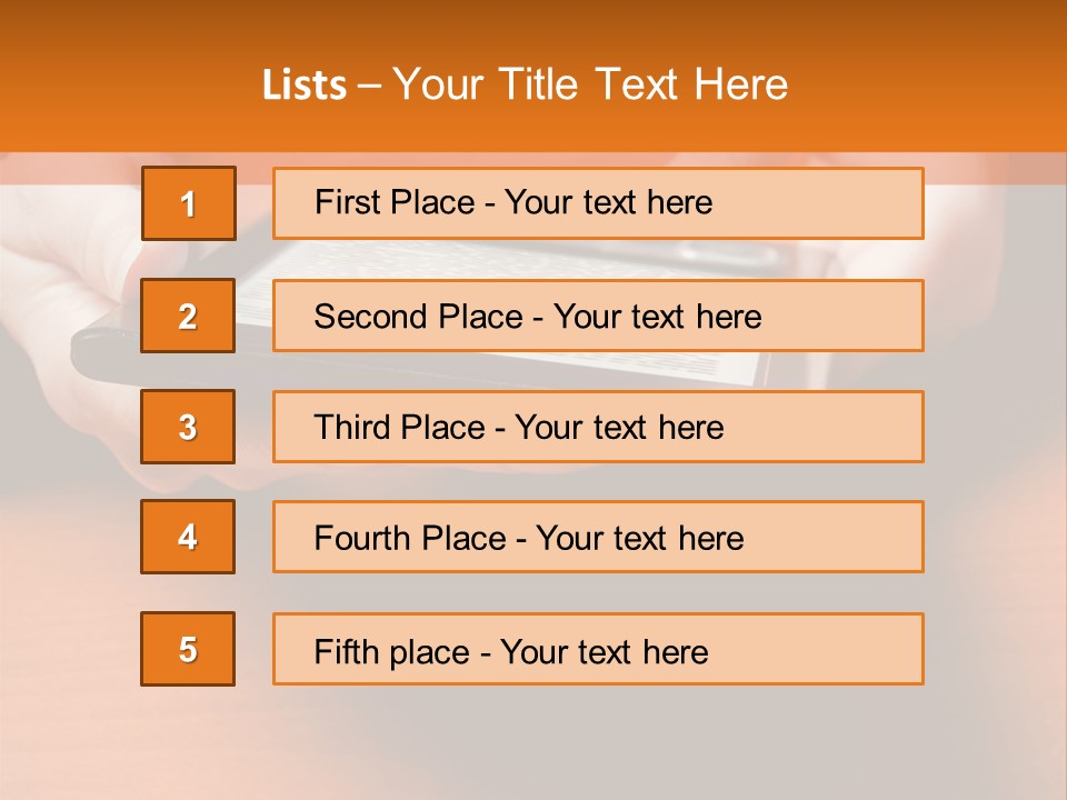 A Person Holding A Tablet On A Table PowerPoint Template