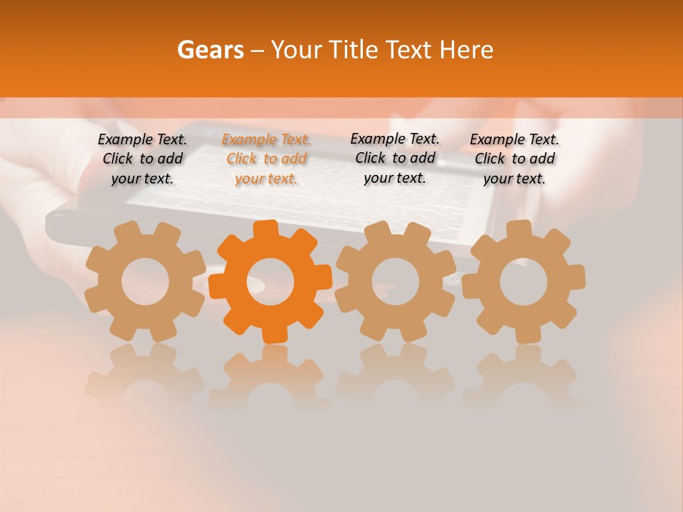 A Person Holding A Tablet On A Table PowerPoint Template