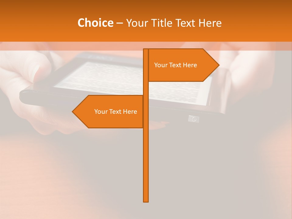A Person Holding A Tablet On A Table PowerPoint Template