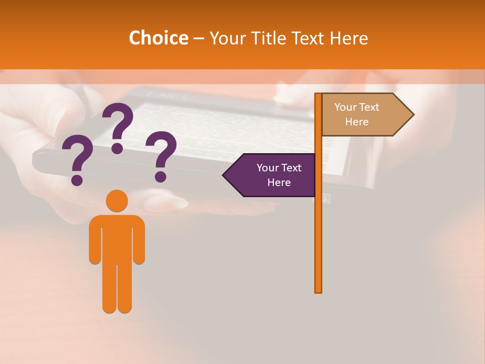A Person Holding A Tablet On A Table PowerPoint Template