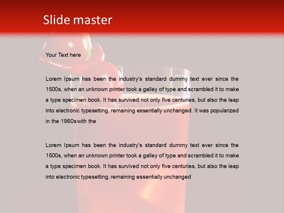 A Red Drink With Cherries In A Glass On A Black Background PowerPoint Template