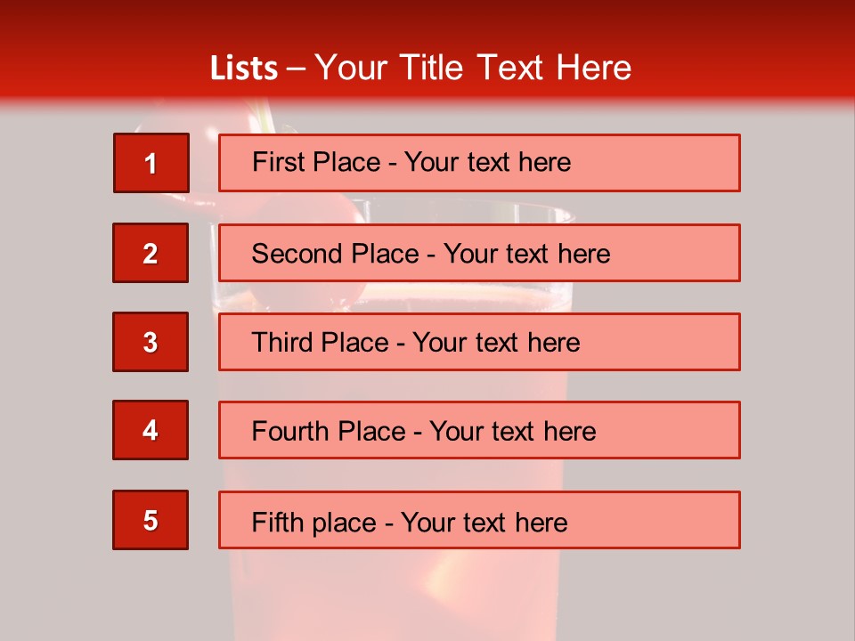 A Red Drink With Cherries In A Glass On A Black Background PowerPoint Template