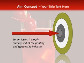 A Red Drink With Cherries In A Glass On A Black Background PowerPoint Template