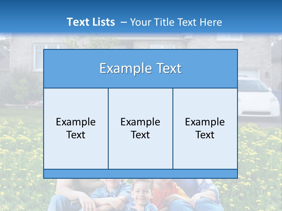 A Family Sitting On The Grass In Front Of A House PowerPoint Template