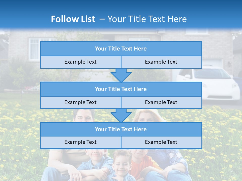A Family Sitting On The Grass In Front Of A House PowerPoint Template