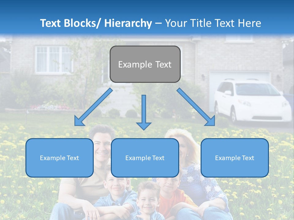 A Family Sitting On The Grass In Front Of A House PowerPoint Template