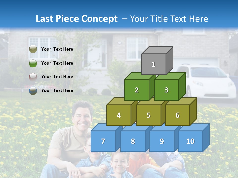 A Family Sitting On The Grass In Front Of A House PowerPoint Template