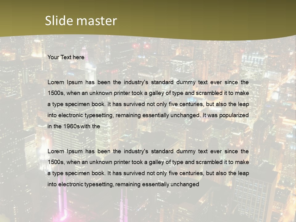 A City At Night With Lights On It PowerPoint Template