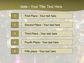 A City At Night With Lights On It PowerPoint Template