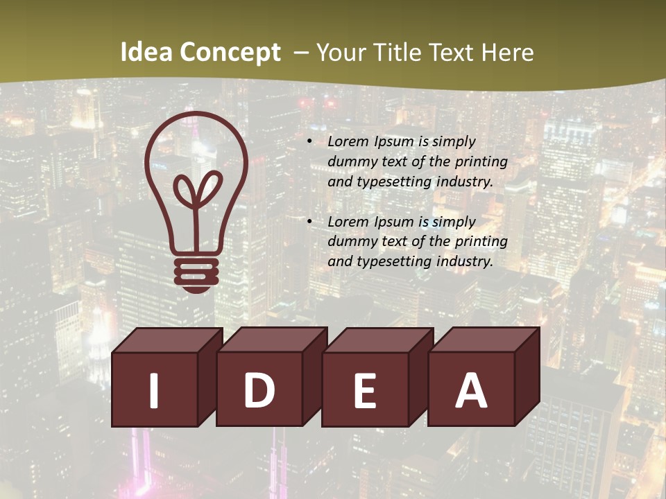 A City At Night With Lights On It PowerPoint Template