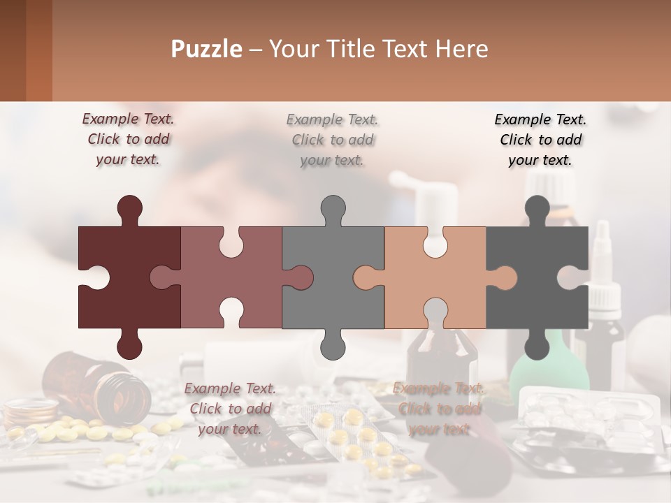 A Woman Laying In Bed Surrounded By Bottles Of Medicine PowerPoint Template