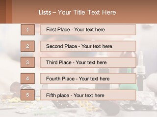 A Woman Laying In Bed Surrounded By Bottles Of Medicine PowerPoint Template