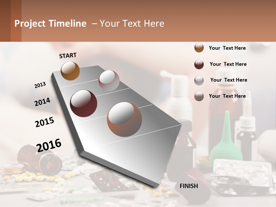 A Woman Laying In Bed Surrounded By Bottles Of Medicine PowerPoint Template