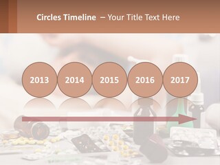 A Woman Laying In Bed Surrounded By Bottles Of Medicine PowerPoint Template