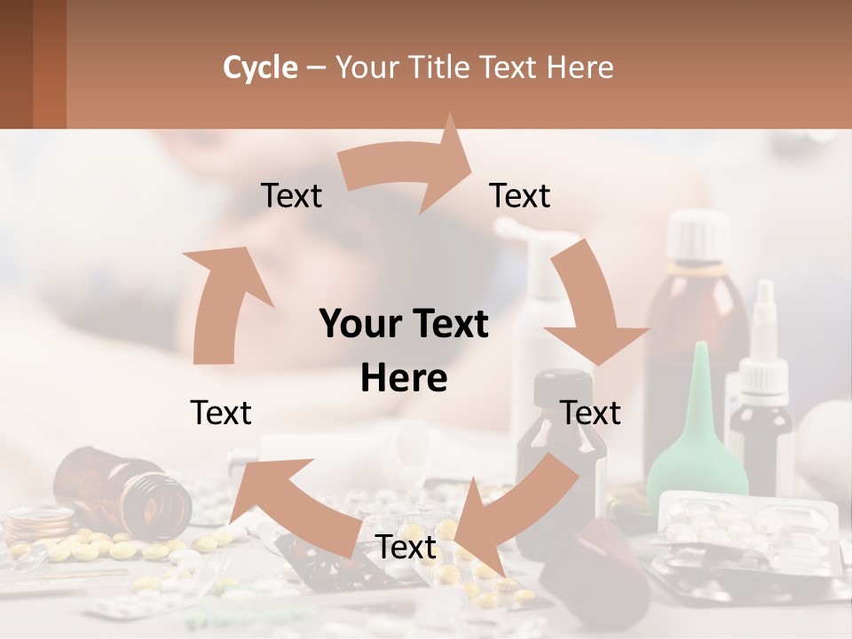 A Woman Laying In Bed Surrounded By Bottles Of Medicine PowerPoint Template