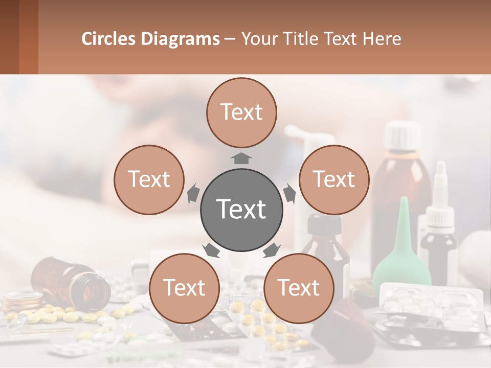 A Woman Laying In Bed Surrounded By Bottles Of Medicine PowerPoint Template