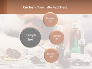 A Woman Laying In Bed Surrounded By Bottles Of Medicine PowerPoint Template