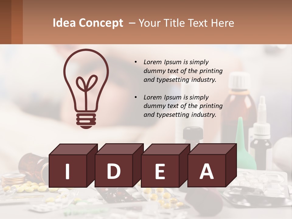 A Woman Laying In Bed Surrounded By Bottles Of Medicine PowerPoint Template