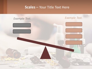 A Woman Laying In Bed Surrounded By Bottles Of Medicine PowerPoint Template