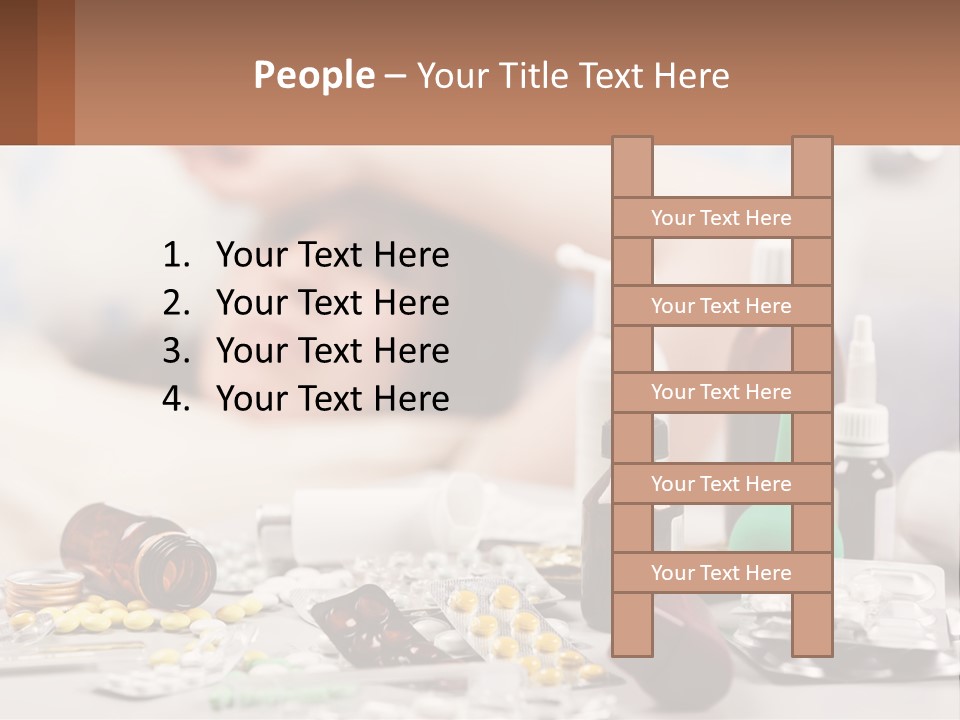 A Woman Laying In Bed Surrounded By Bottles Of Medicine PowerPoint Template