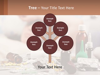 A Woman Laying In Bed Surrounded By Bottles Of Medicine PowerPoint Template