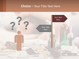 A Woman Laying In Bed Surrounded By Bottles Of Medicine PowerPoint Template