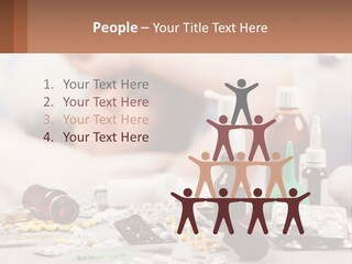 A Woman Laying In Bed Surrounded By Bottles Of Medicine PowerPoint Template