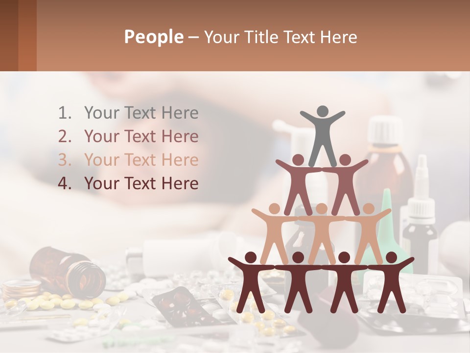 A Woman Laying In Bed Surrounded By Bottles Of Medicine PowerPoint Template