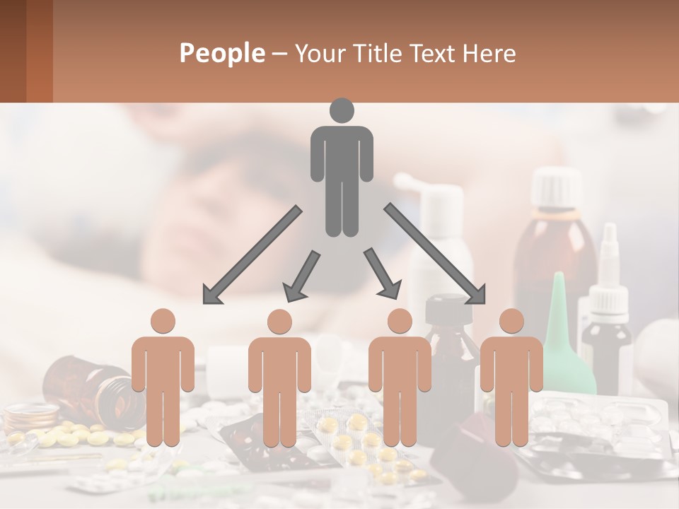 A Woman Laying In Bed Surrounded By Bottles Of Medicine PowerPoint Template