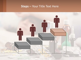 A Woman Laying In Bed Surrounded By Bottles Of Medicine PowerPoint Template