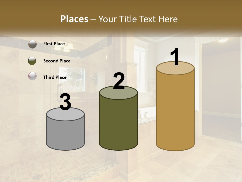 A Large Bathroom With A Walk In Shower PowerPoint Template