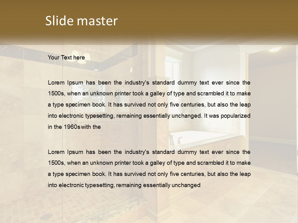 A Large Bathroom With A Walk In Shower PowerPoint Template