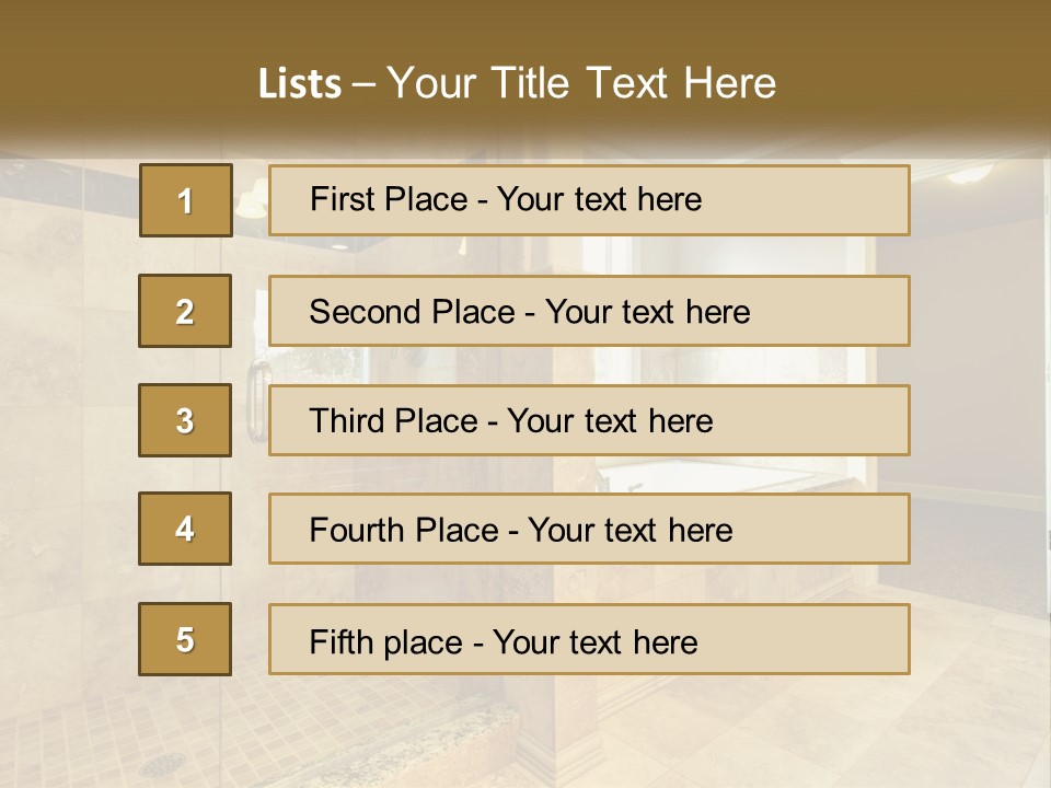 A Large Bathroom With A Walk In Shower PowerPoint Template